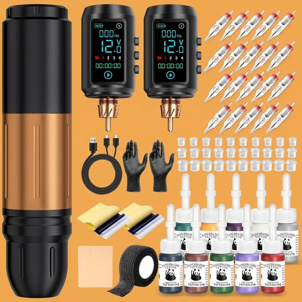 Wireless Tattoo Pen Kit Dual Batteries By Emrice DY32 - Tattoo Unleashed