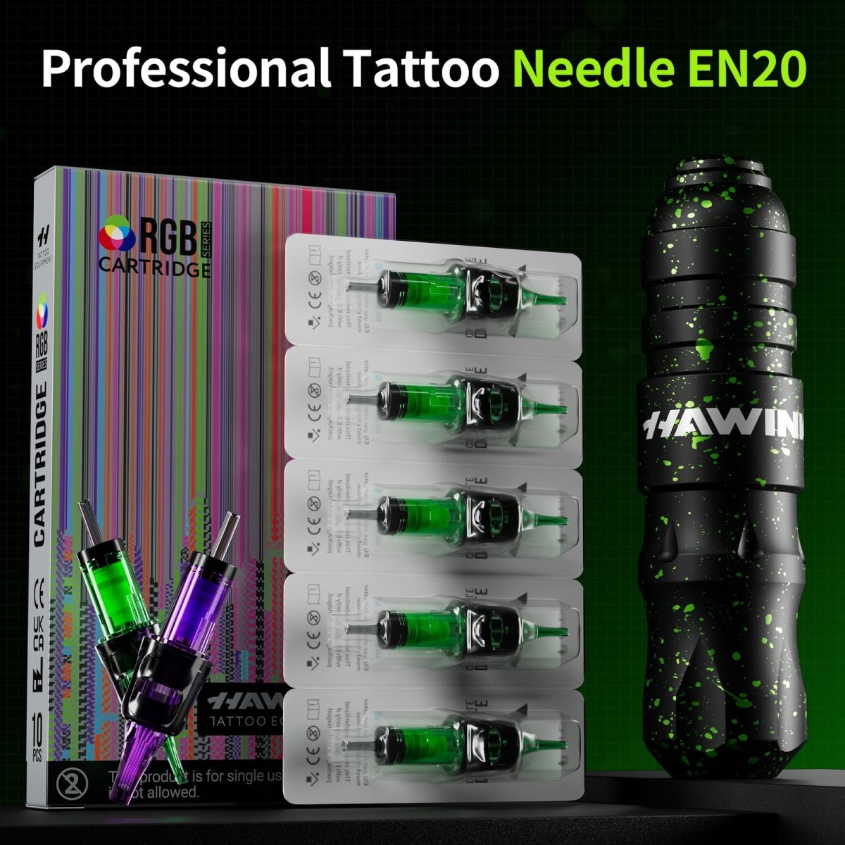 Wireless Tattoo Pen Machine Kit Tattoo by Hawink (2 Batteries) HW - TKP306KITA - 10 - Tattoo Unleashed