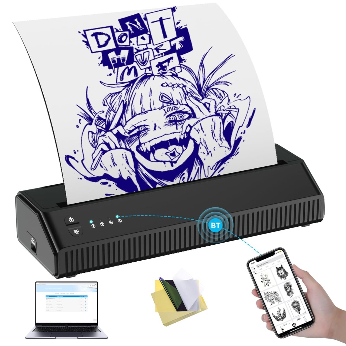 Wireless Tattoo Stencil Printer By Inkchum – Bluetooth Thermal Transfer Machine with 10pcs. Stencil Paper - Tattoo Unleashed