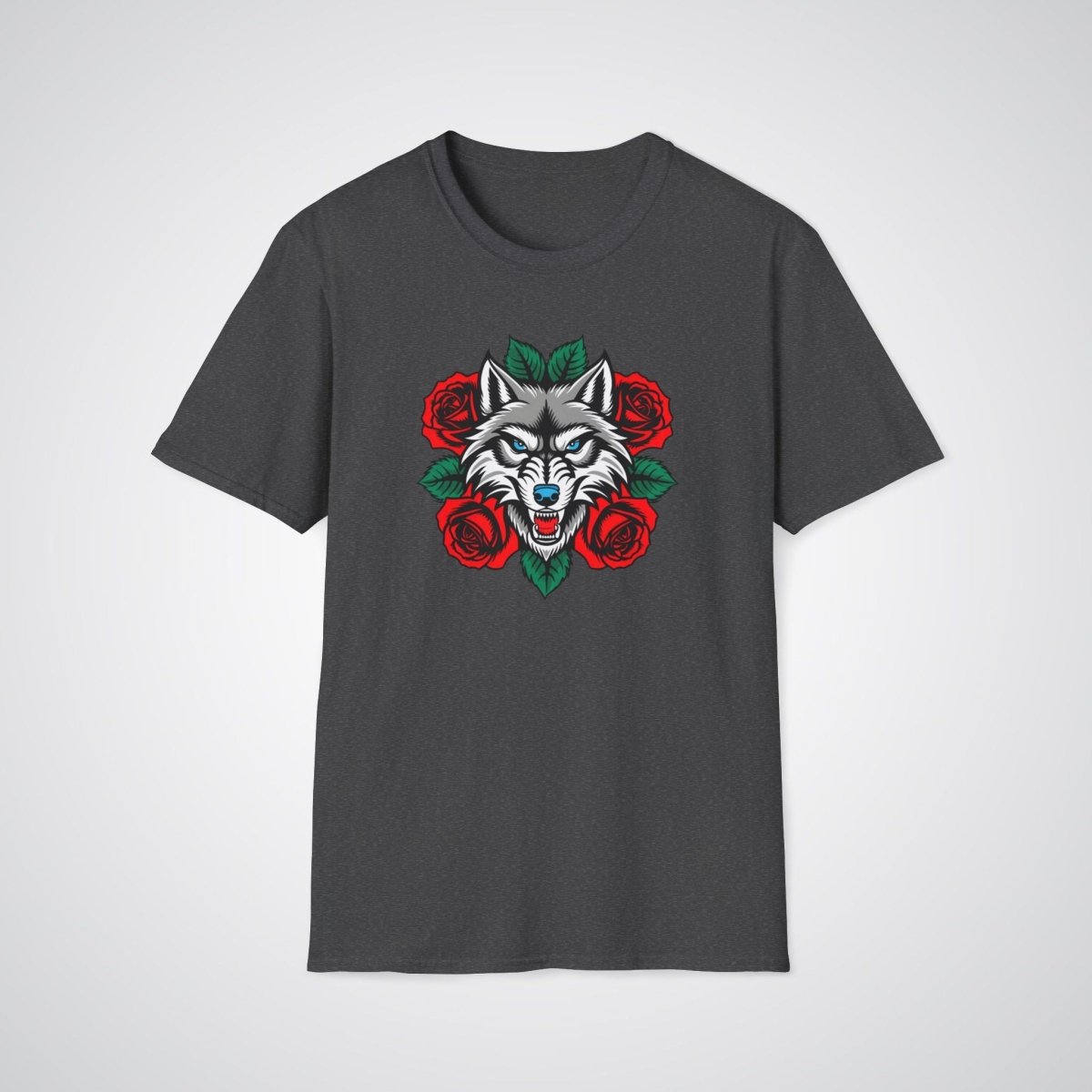 Wolf in Roses Neo - Traditional Tattoo Unisex T-Shirt - Tattoo Unleashed