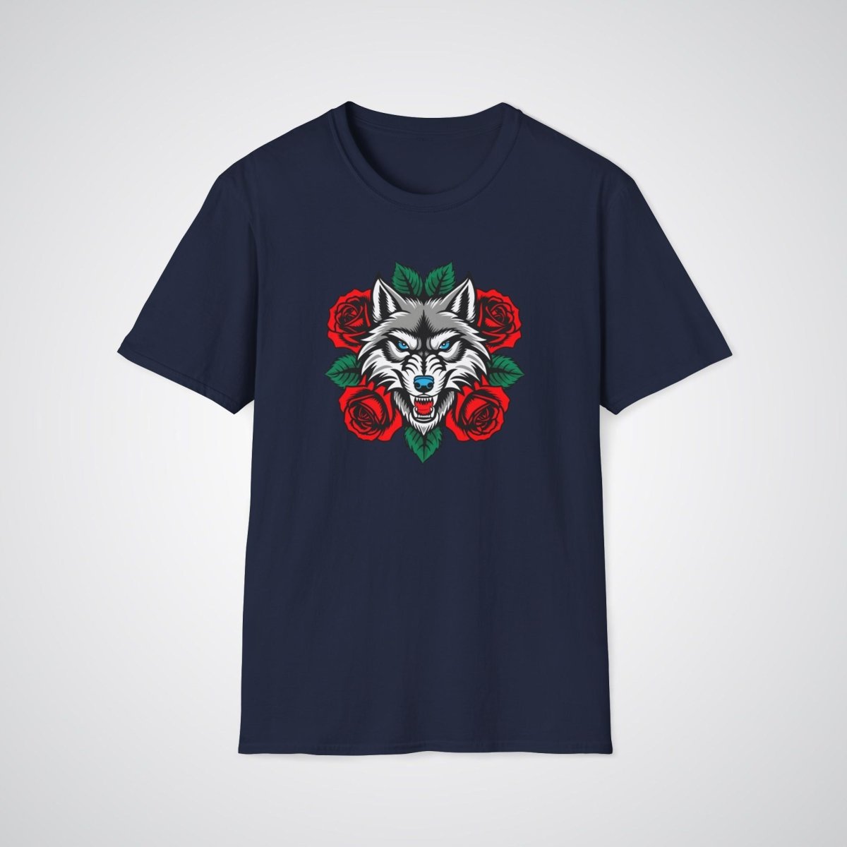 Wolf in Roses Neo - Traditional Tattoo Unisex T-Shirt - Tattoo Unleashed