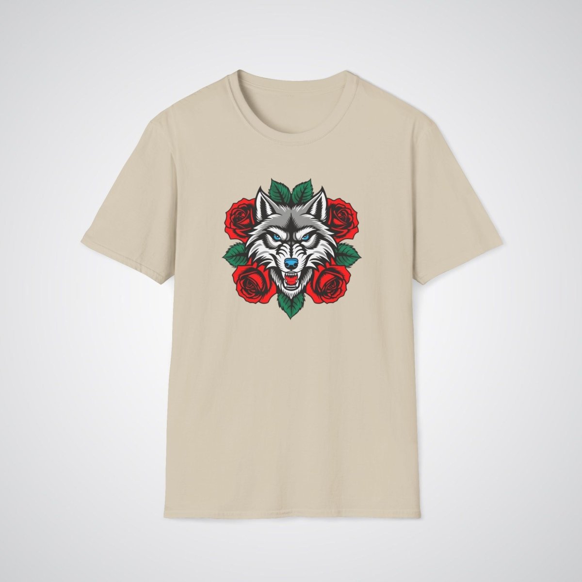 Wolf in Roses Neo - Traditional Tattoo Unisex T-Shirt - Tattoo Unleashed