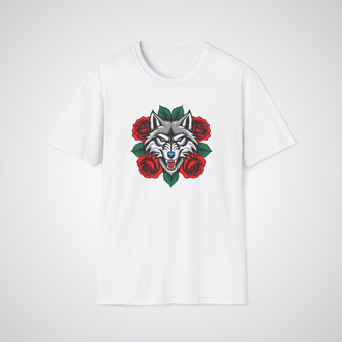 Wolf in Roses Neo - Traditional Tattoo Unisex T-Shirt - Tattoo Unleashed