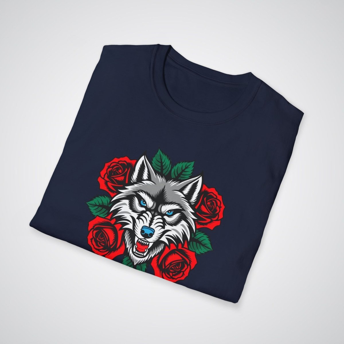 Wolf in Roses Neo - Traditional Tattoo Unisex T-Shirt - Tattoo Unleashed