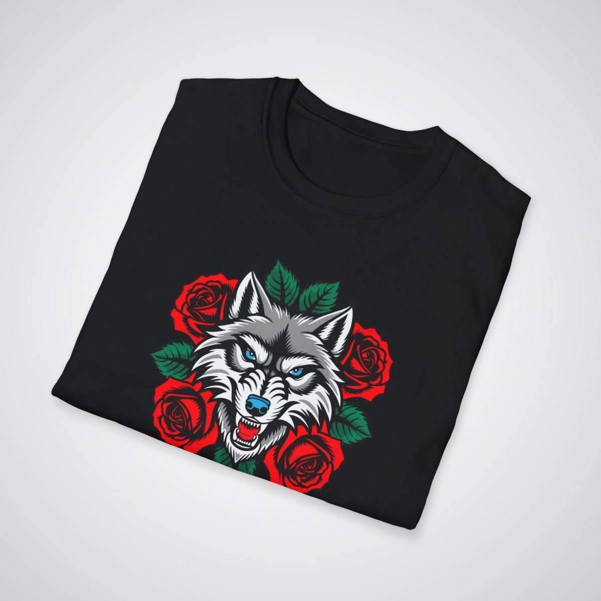 Wolf in Roses Neo - Traditional Tattoo Unisex T-Shirt - Tattoo Unleashed