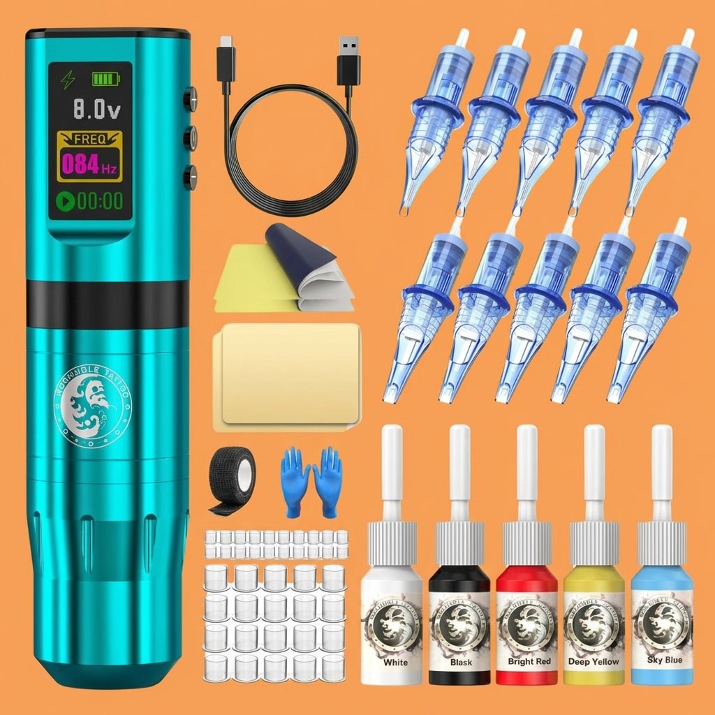 Wormhole Wireless Tattoo Pen Machine Kit, Direct Drive - WTK277 (Blue) - Tattoo Unleashed
