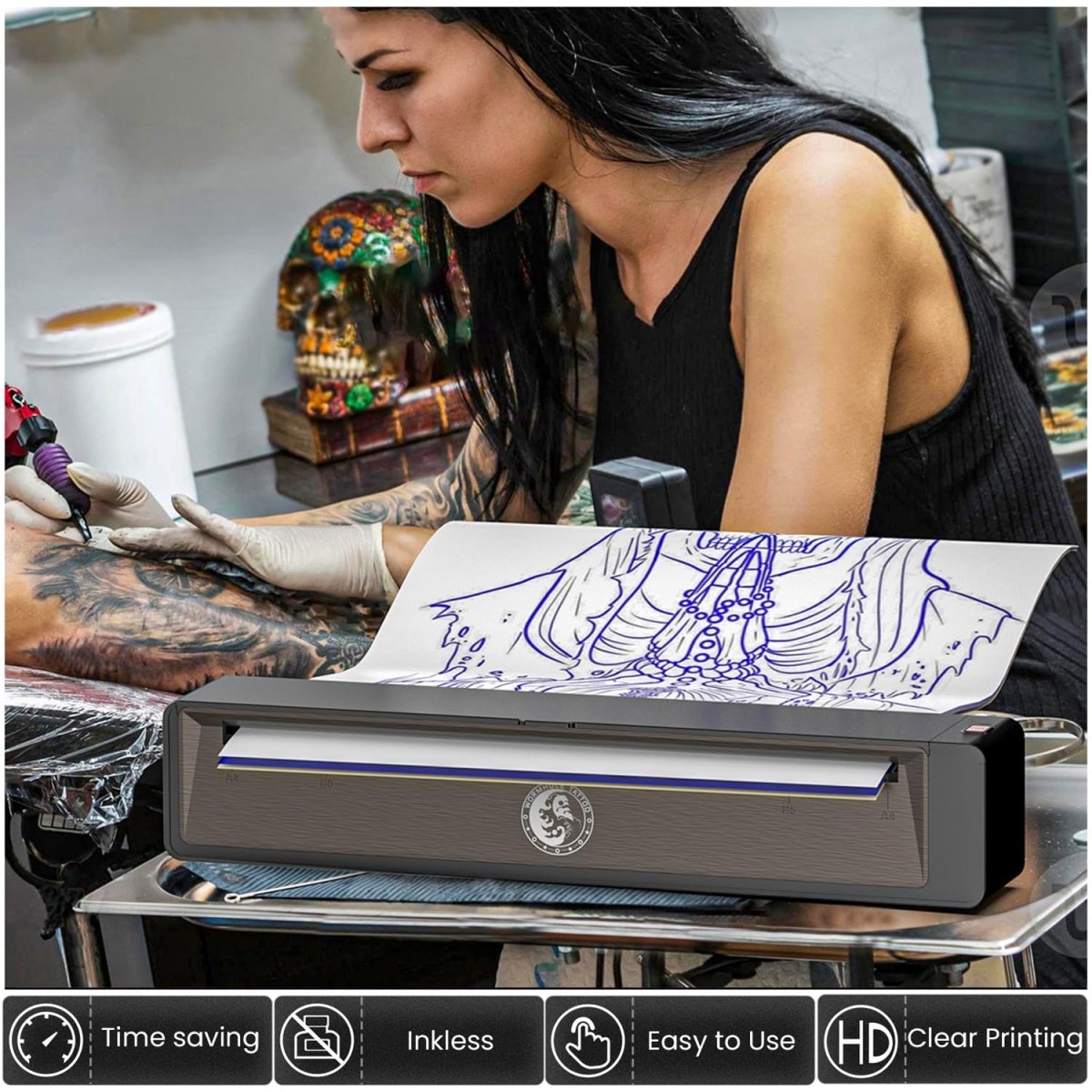 Wormhole Wireless Tattoo Stencil Printer (Dark Grey) - Tattoo Unleashed