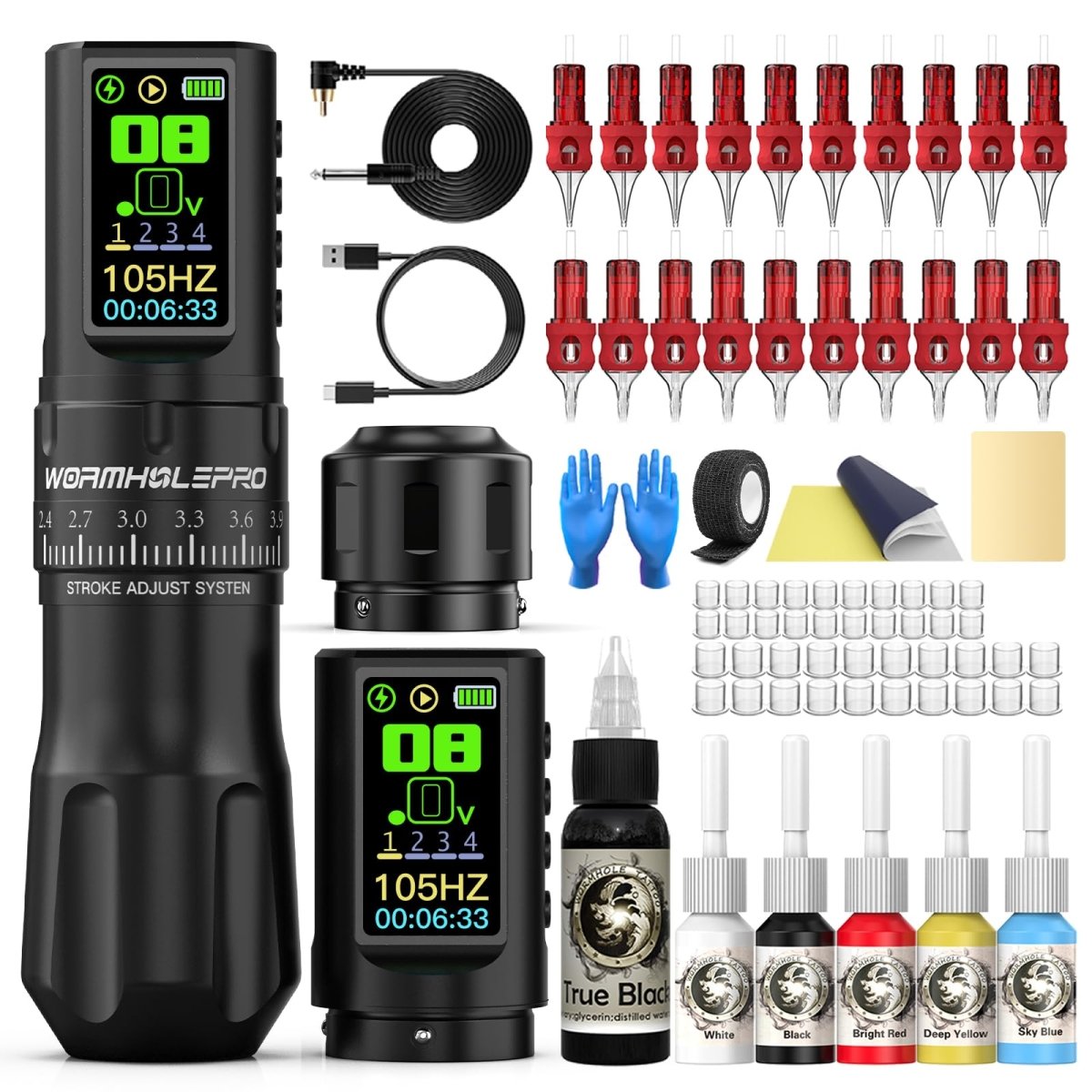 WormholePro Wireless Tattoo Pen Machine Kit - 7 Strokes - Tattoo Unleashed