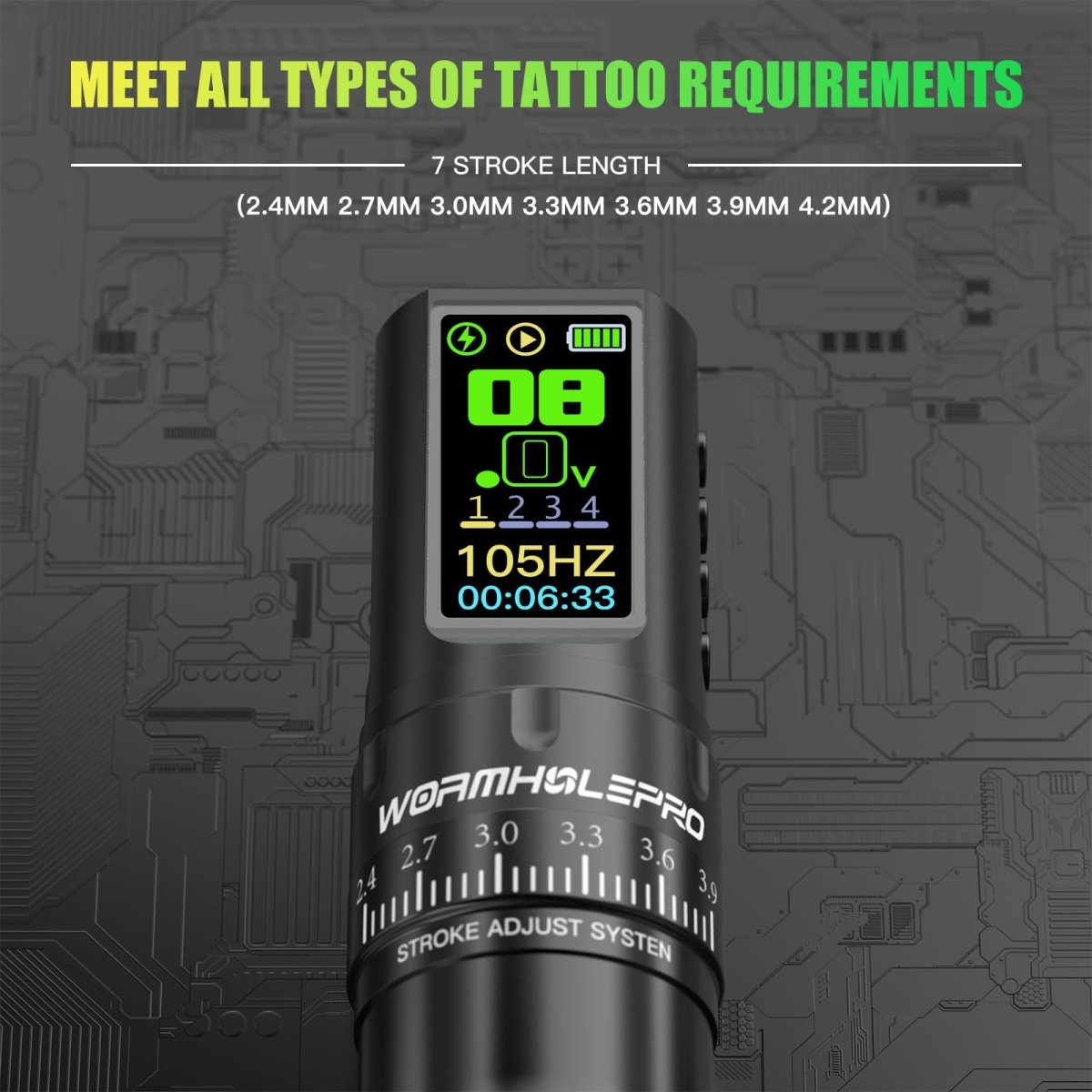 WormholePro Wireless Tattoo Pen Machine Kit - 7 Strokes - Tattoo Unleashed