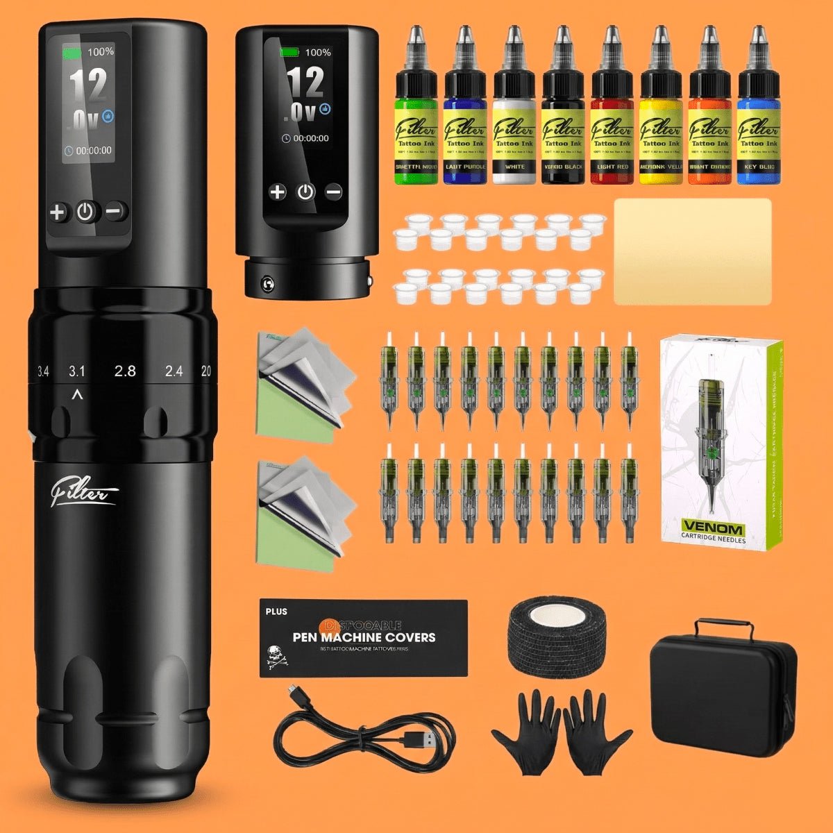 X30 Tattoo Pen Machine Kit (2 Batteries) - Tattoo Unleashed