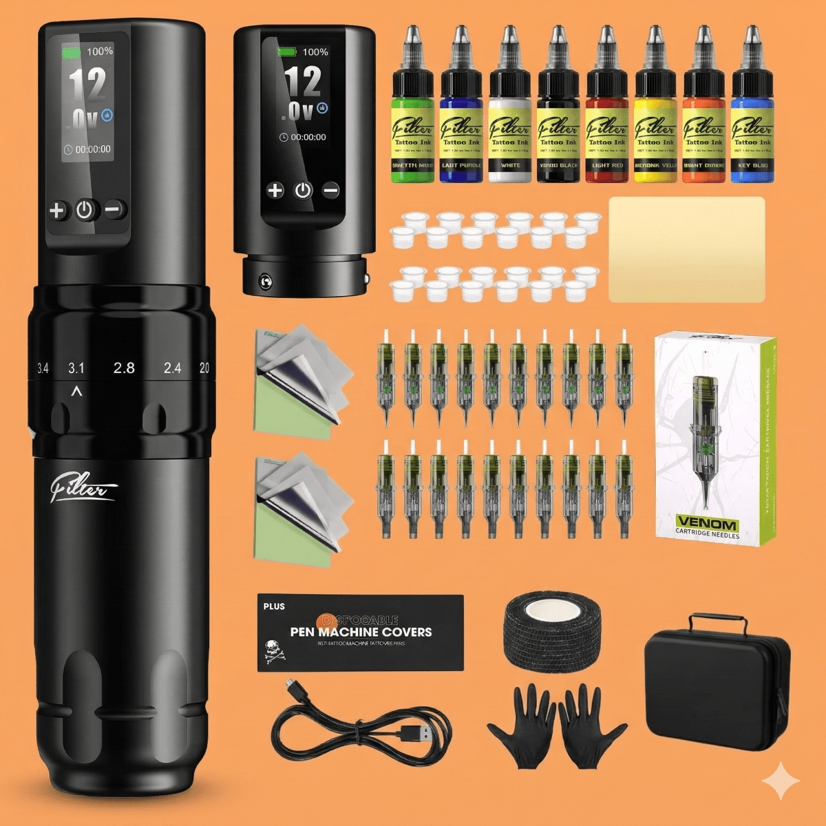 X30 Tattoo Pen Machine Kit (2 Batteries) - Tattoo Unleashed