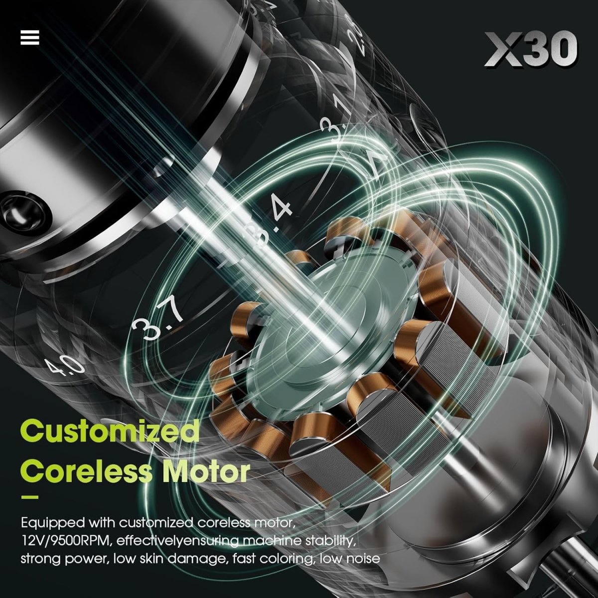 X30 Tattoo Pen Machine Kit with Stencil Printer, 7 Strokes (2.0 - 4.0mm) & 2 Wireless Batteries Included - Tattoo Unleashed