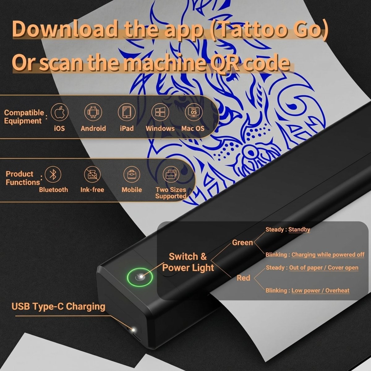 X30 Tattoo Pen Machine Kit with Stencil Printer, 7 Strokes (2.0-4.0mm) - Tattoo Unleashed