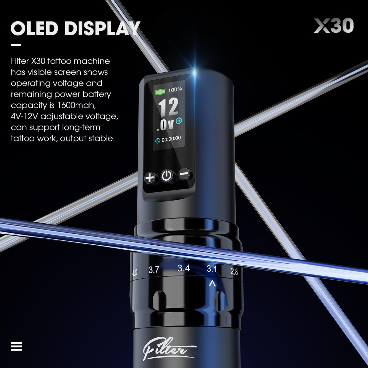 X30 Wireless Tattoo Pen Machine with Extra Battery - Tattoo Unleashed