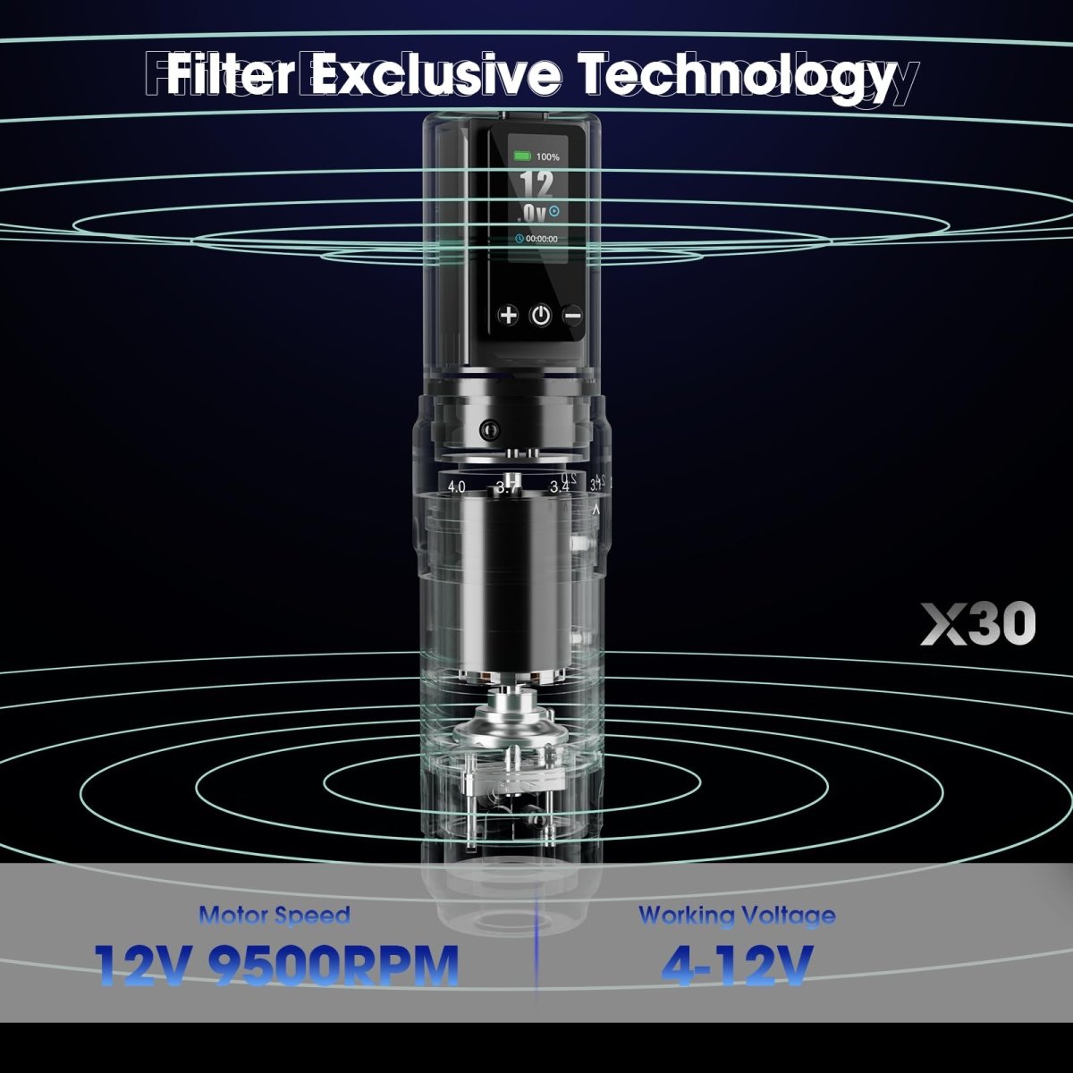 X30 Wireless Tattoo Pen Machine with Extra Battery - Tattoo Unleashed