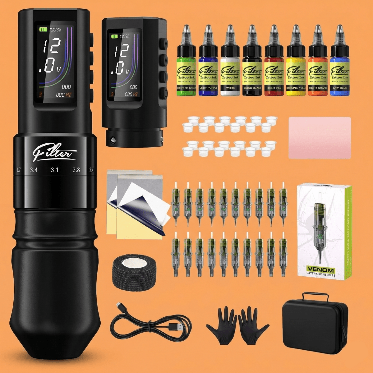 X40 Tattoo Pen Machine Kit for Beginners Artists (2 Batteries) - Tattoo Unleashed