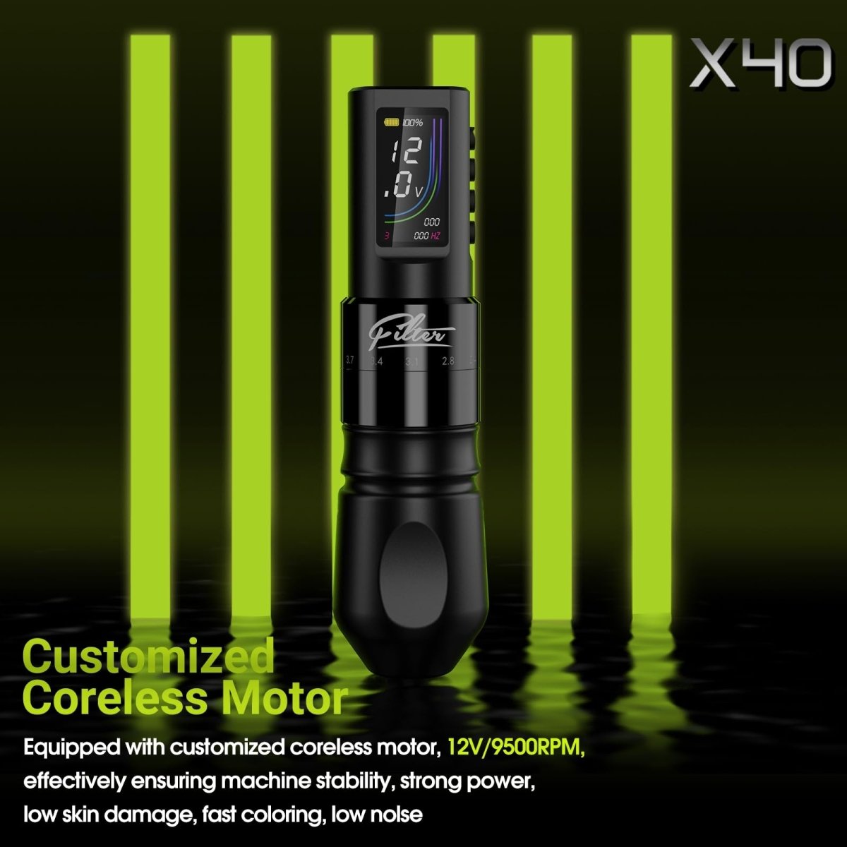 X40 Tattoo Pen Machine Kit for Beginners Artists (2 Batteries) - Tattoo Unleashed