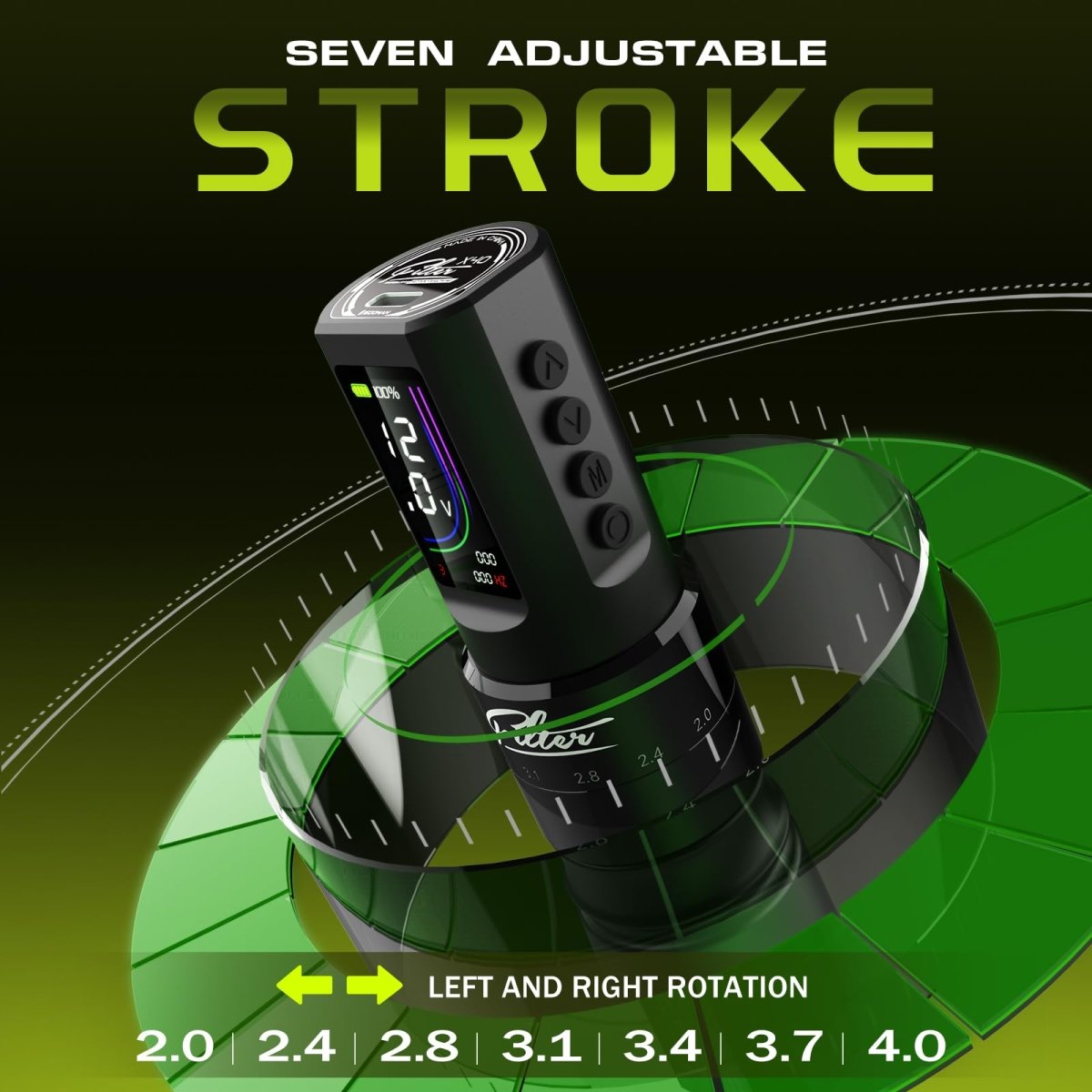 X40 Tattoo Pen Machine Kit with Stencil Printer, 7 Strokes (2.0 - 4.0mm) - Tattoo Unleashed