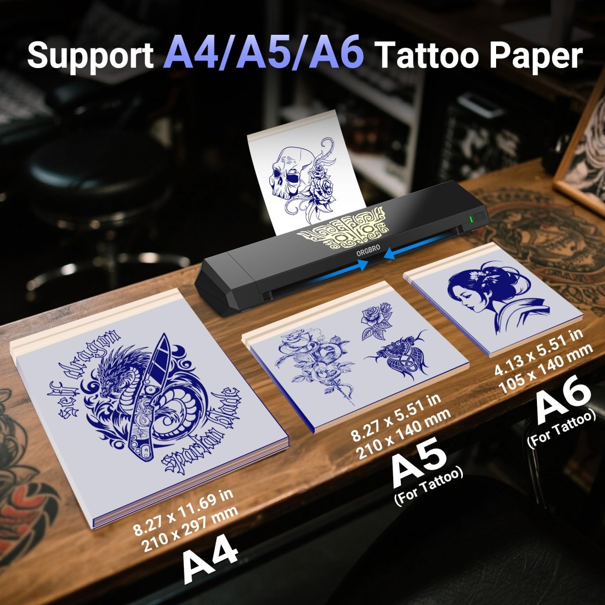 X8 Tattoo Stencil Printer with 30pcs Transfer Paper, A4/A5/A6 - Tattoo Unleashed