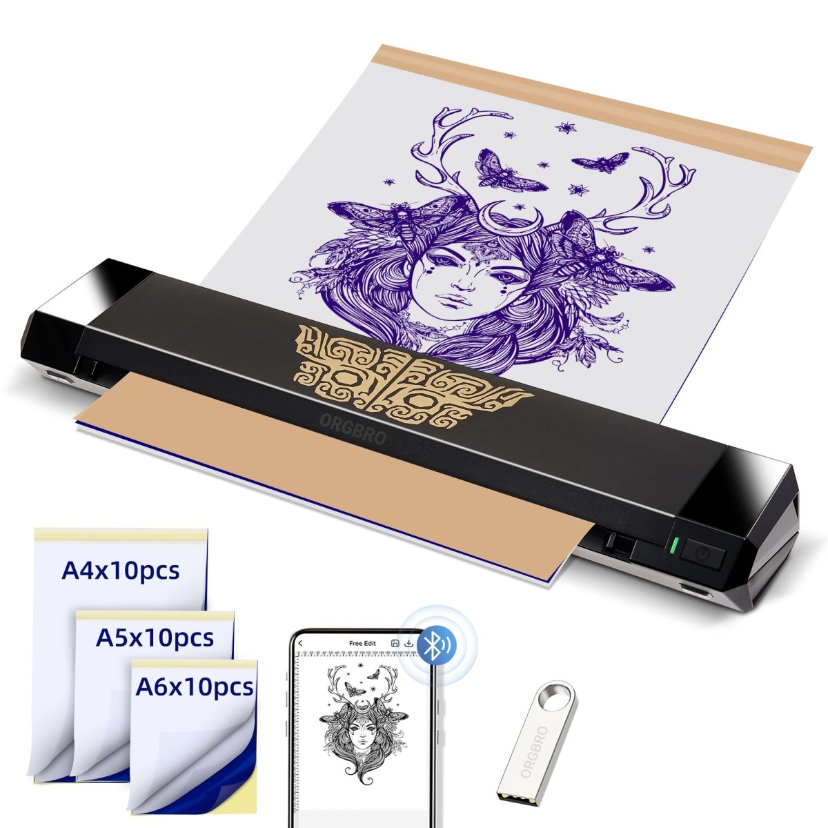 X8 Tattoo Stencil Printer with 30pcs Transfer Paper, A4/A5/A6 - Tattoo Unleashed