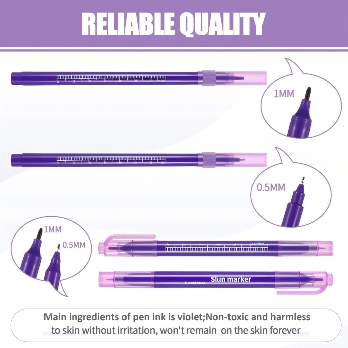 Zonon Tattoo Tip Markers (2 Single Head, 3 Double Heads) - 5pcs. - Tattoo Unleashed