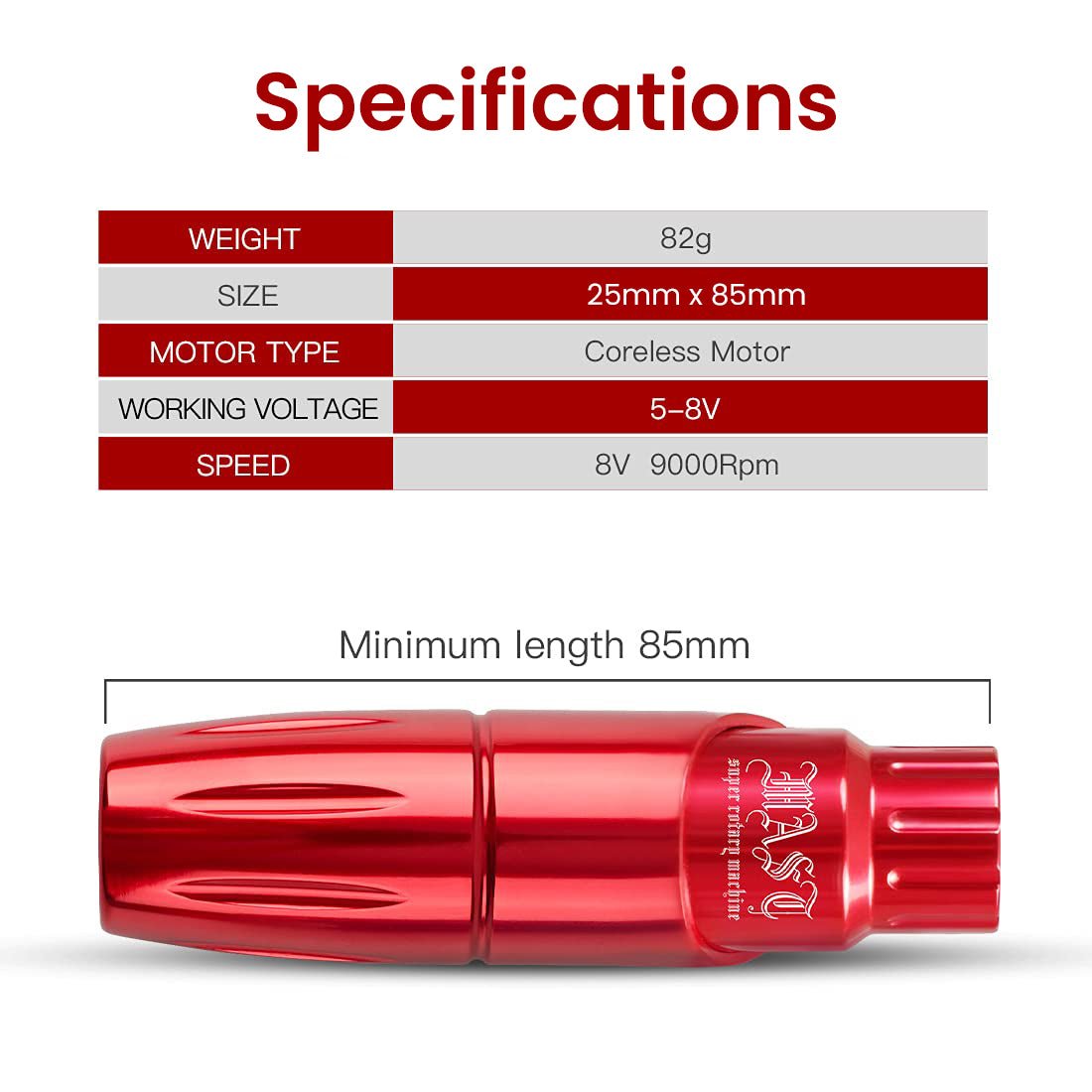 Mast Tour-R Wireless Tattoo Pen Machine Kit - Red