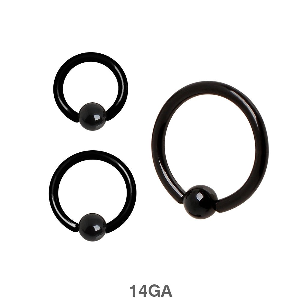 Steel Captive Bead Ring with Dimple Ball - 14GA